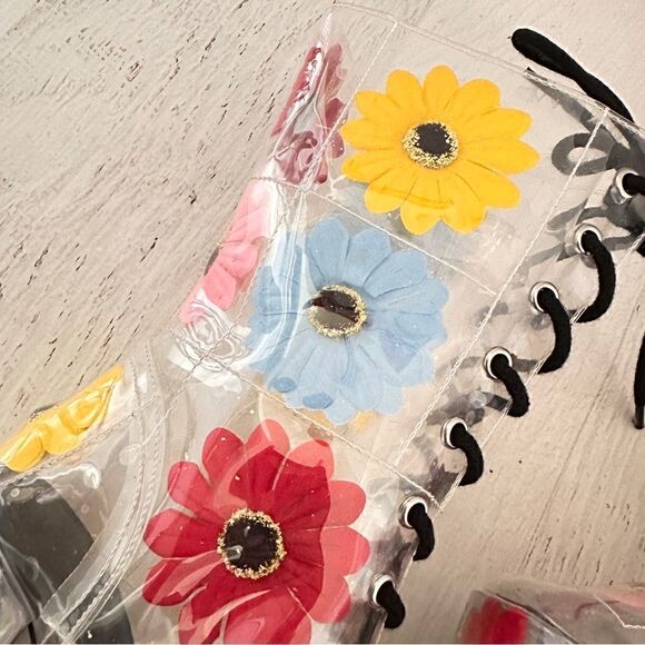 Delia*s Y2k groovy disco get your groove on PVC platform boots Sz 7 - Picture 11 of 11